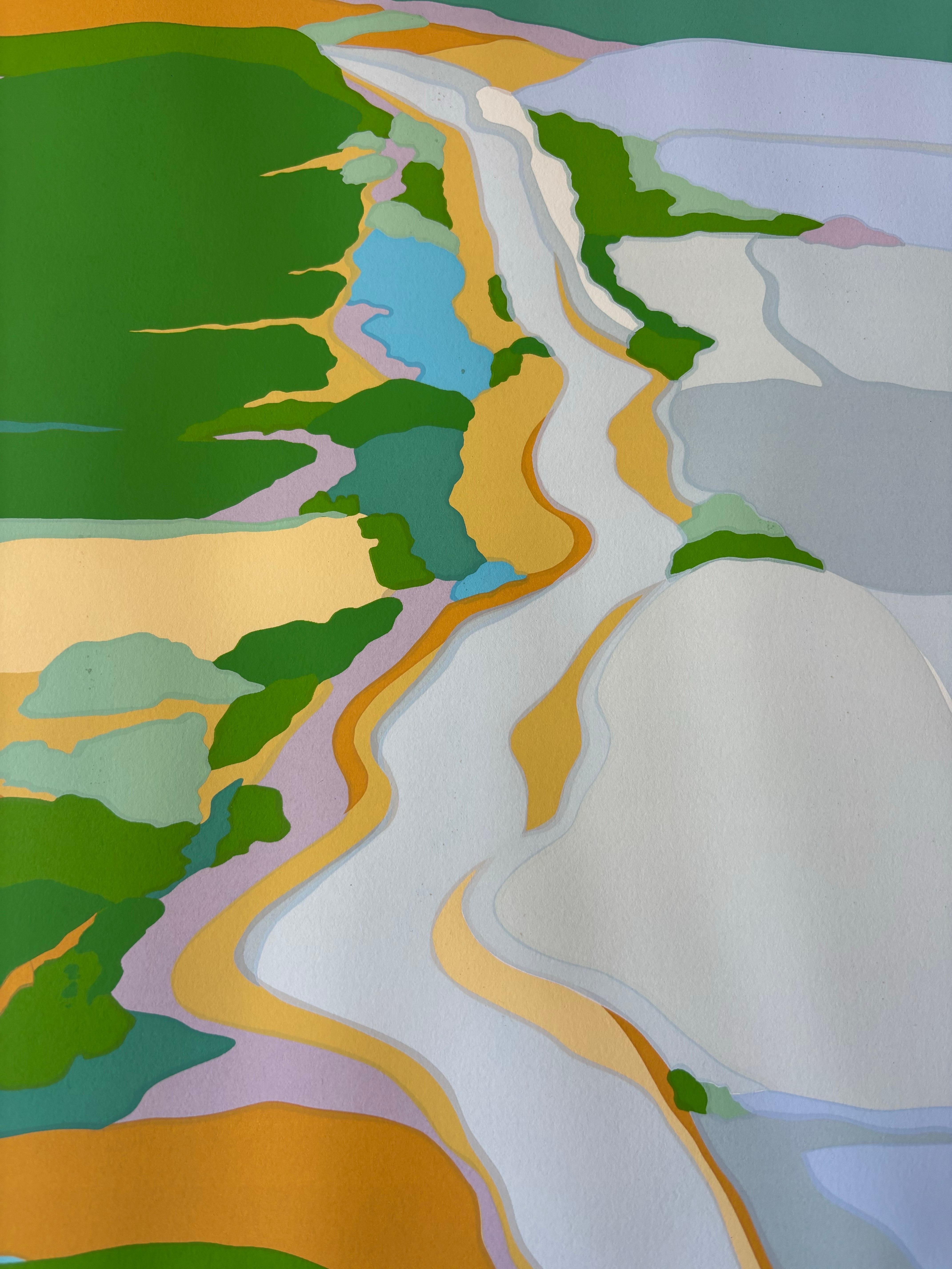 20ième siècle Diane Burko Paysage d'Arizona Lithographie en couleurs 1973 édition 6/80 en vente