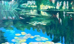 Lily Pond at Giverny, gorgeous signed lithograph with hand coloring unique var.
