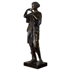 Diane De Gabies, Bronze After The Antique, Brown Patina 19th Century