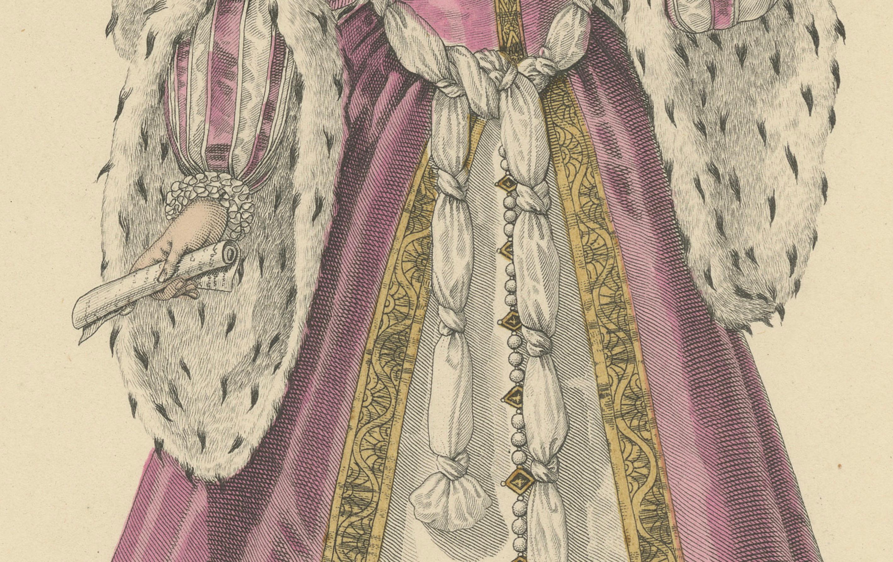 Diane de Poitiers, Mistress of Henri II – Handcoloured Engraving, ca. 1900 In Good Condition For Sale In Langweer, NL