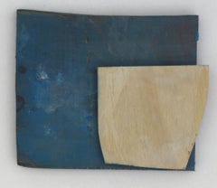 Diane Englander, Forma pallida su legno blu, 2018  acrilico su legno di scarto, 6 x 8 pollici