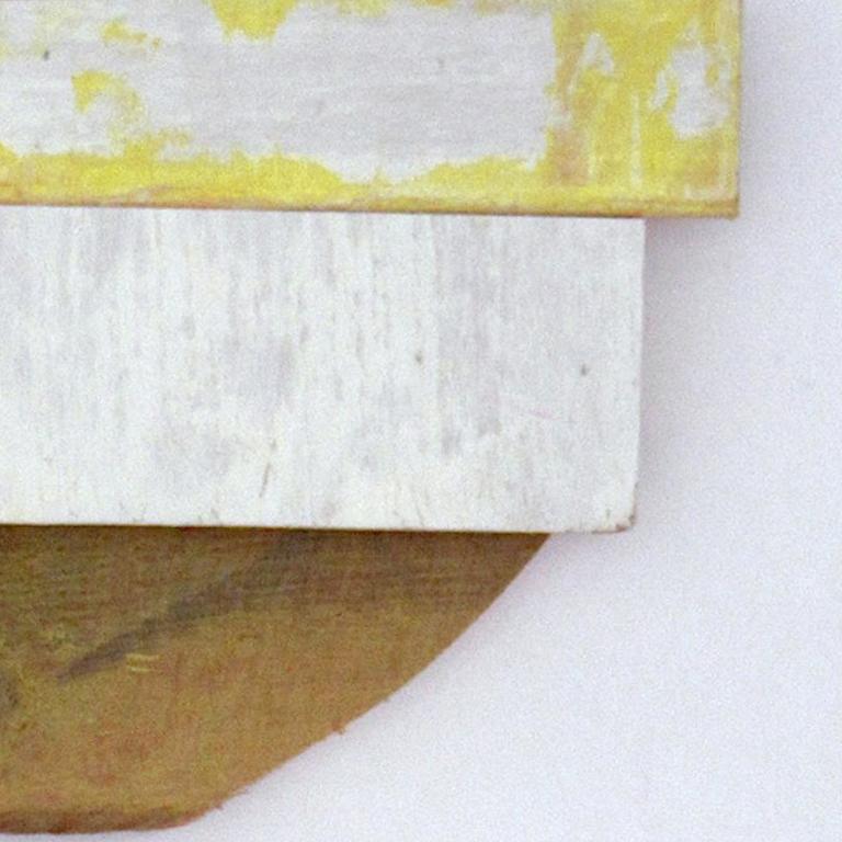 Diane Englander, White and Yellow Wood 2018, scrapwood and acrylic, 7 x 11.25 in For Sale 3