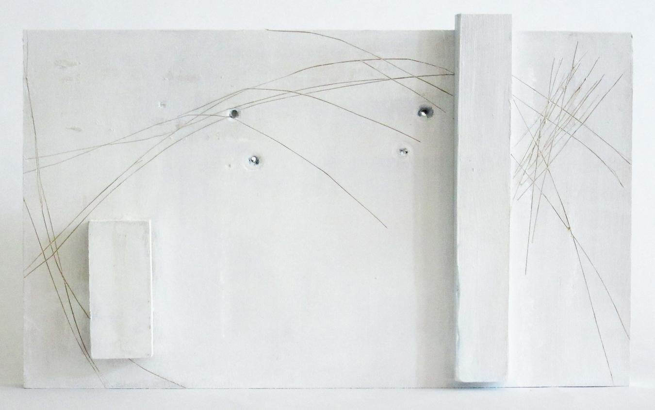 Diane Englander, White and Wood 13 2015, scrapwood and acrylic , 7.25 x 12 x 1.25