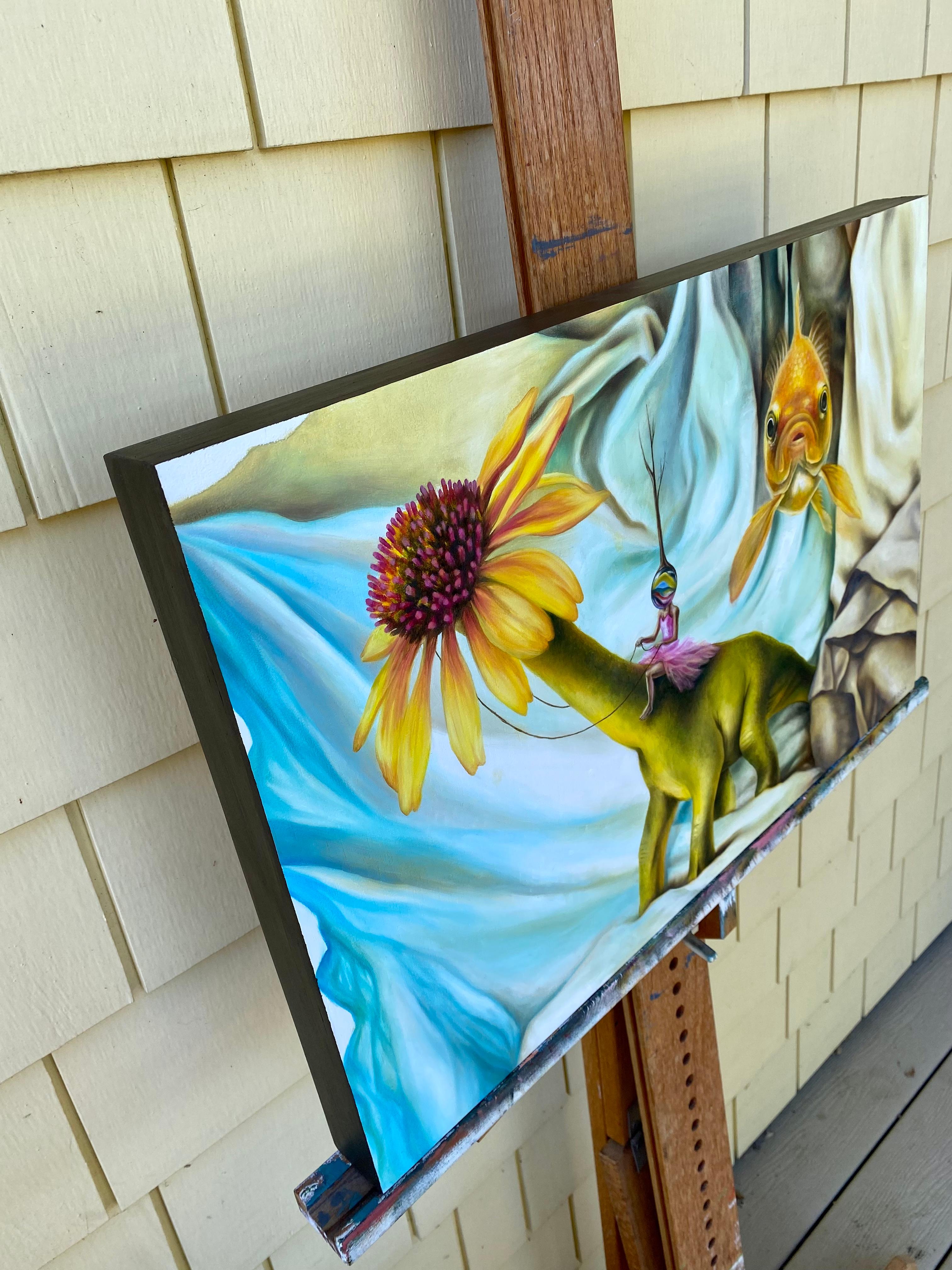 High Noon at the Stardust Grogshop, Oil Painting - Gray Animal Painting by Diane Flick