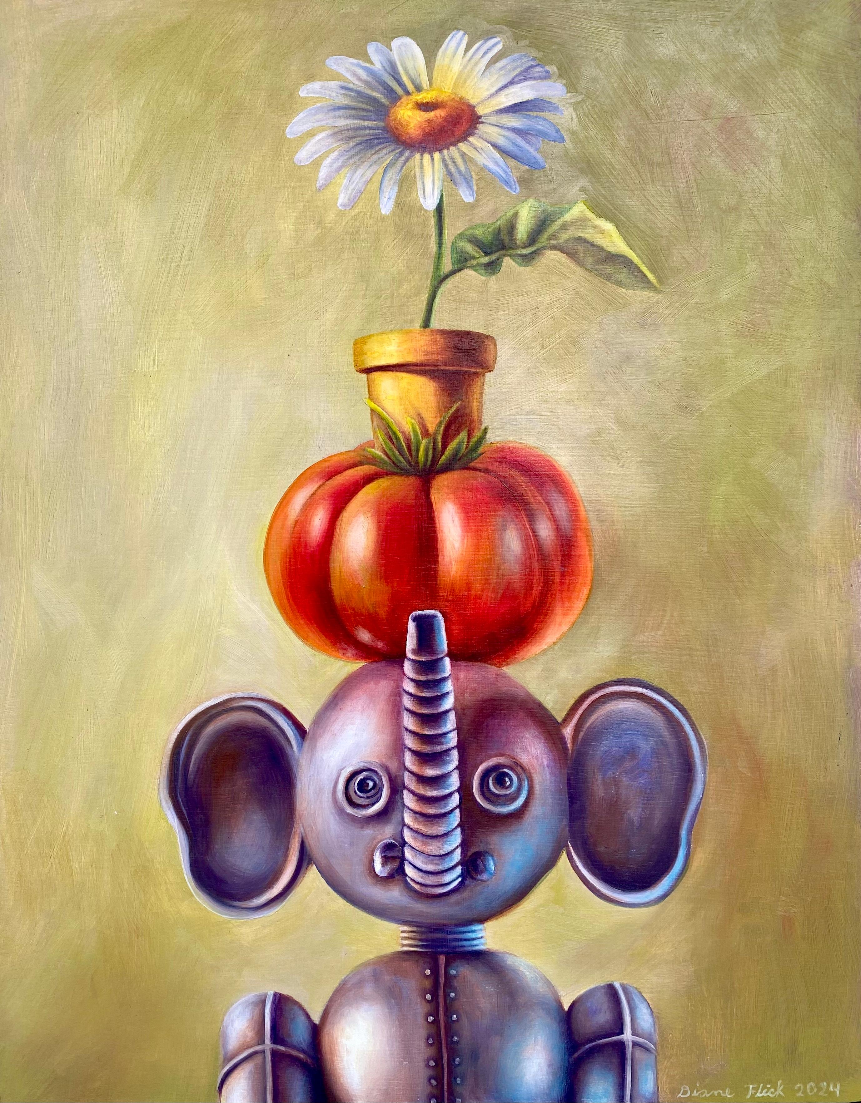 Diane Flick Animal Painting - Pippin Bumble's Favorite Time of Day, Oil Painting