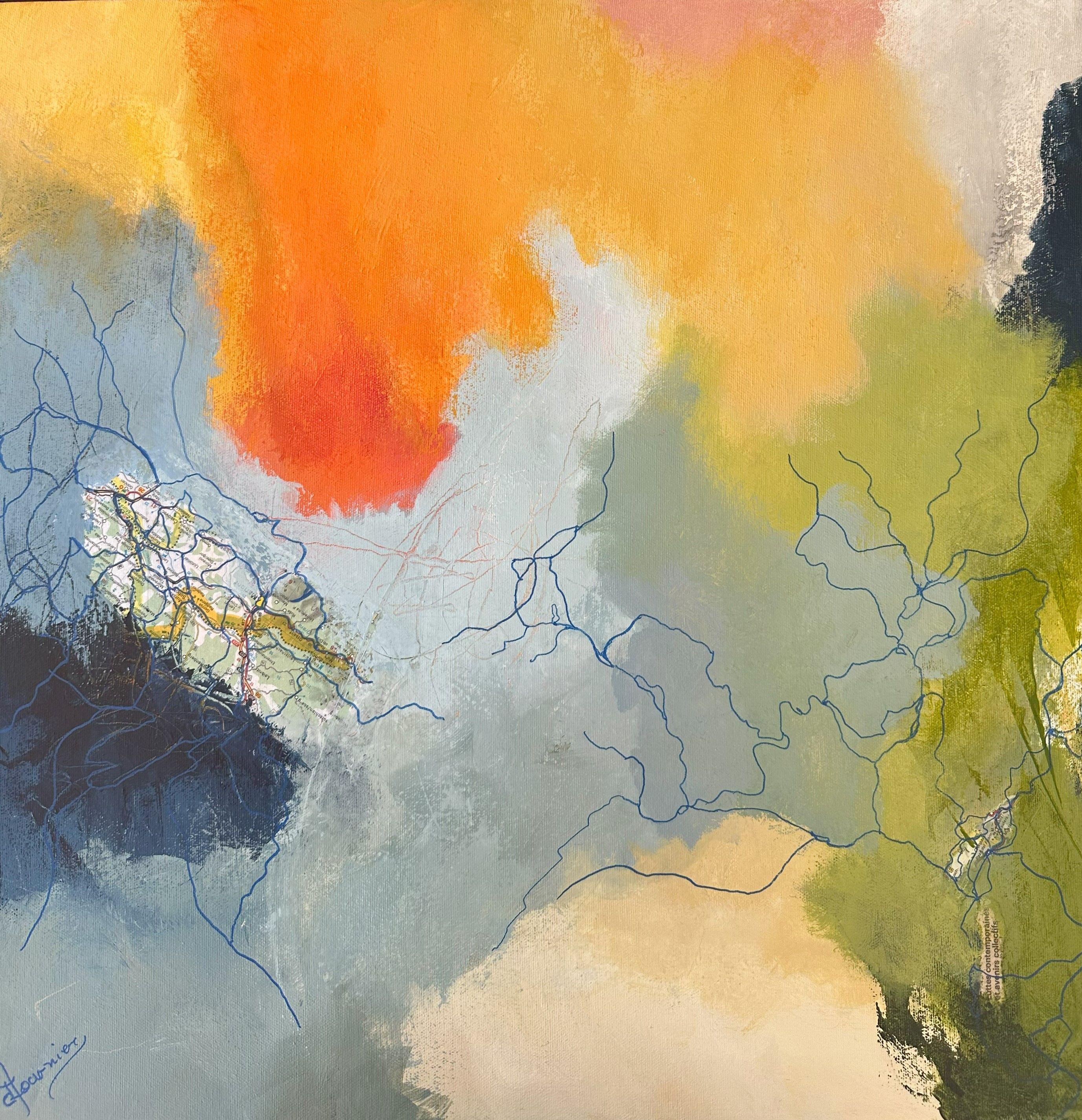 Espoir Ã l'horizon, Pittura, Acrilico su tela - Painting di Diane Fournier