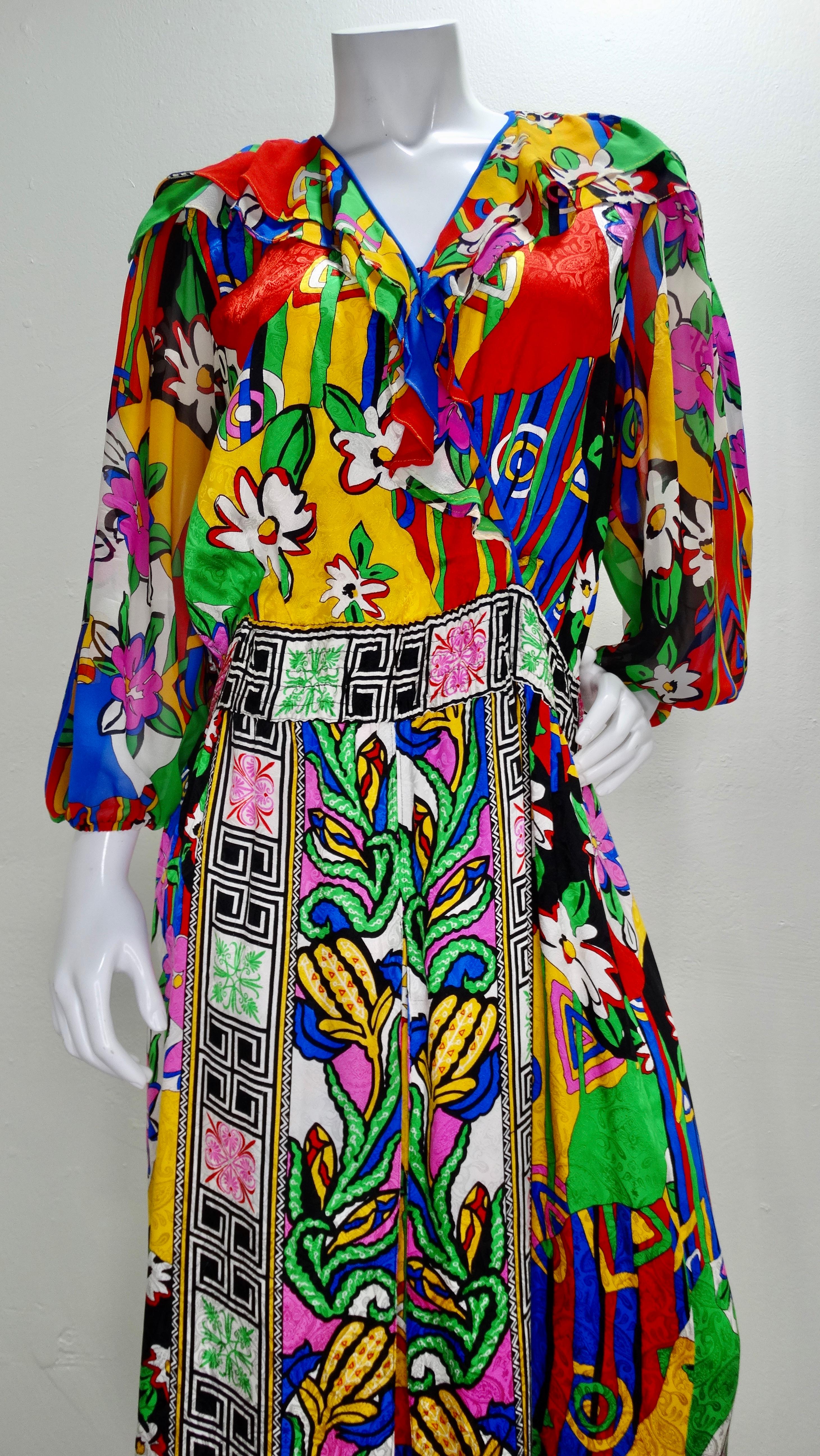 Women's Diane Freis 1980s Floral Printed Dress