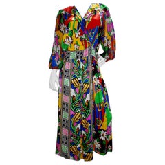 Diane Freis 1980s Floral Printed Dress