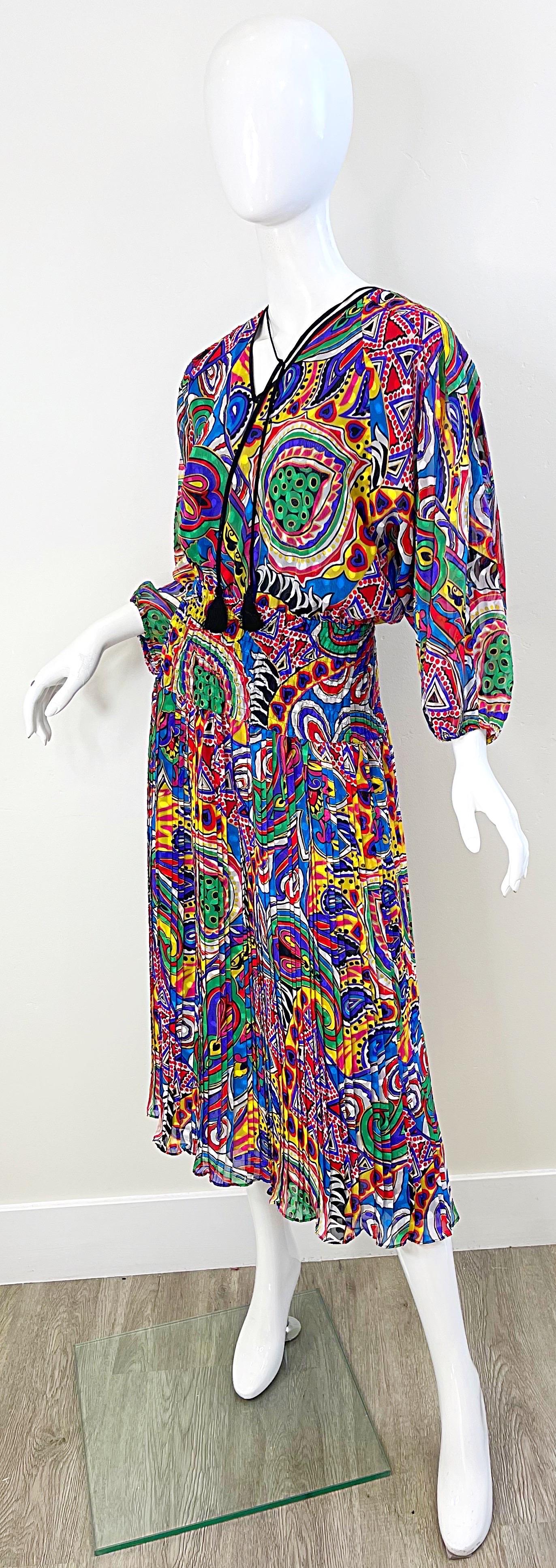 Diane Freis 1980s Novelty Heart Paisley Psychedelic Print Vintage 80s Dress For Sale 5