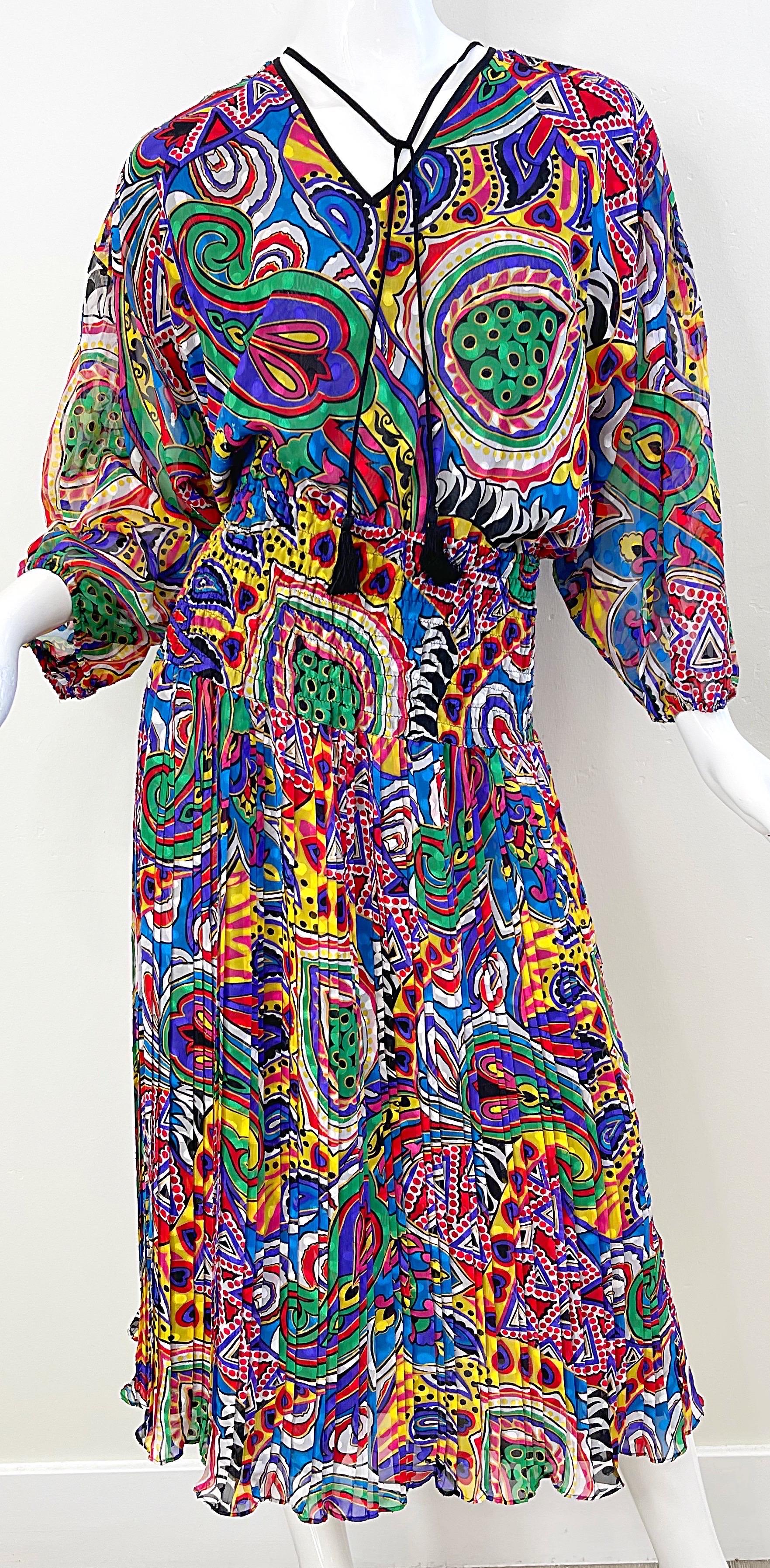Diane Freis 1980s Novelty Heart Paisley Psychedelic Print Vintage 80s Dress For Sale 7