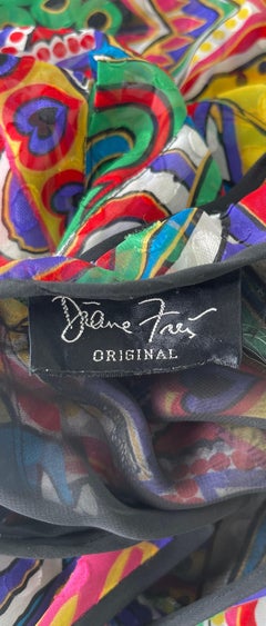 Diane Freis 1980s Novelty Heart Paisley Psychedelic Print Vintage 80s Dress