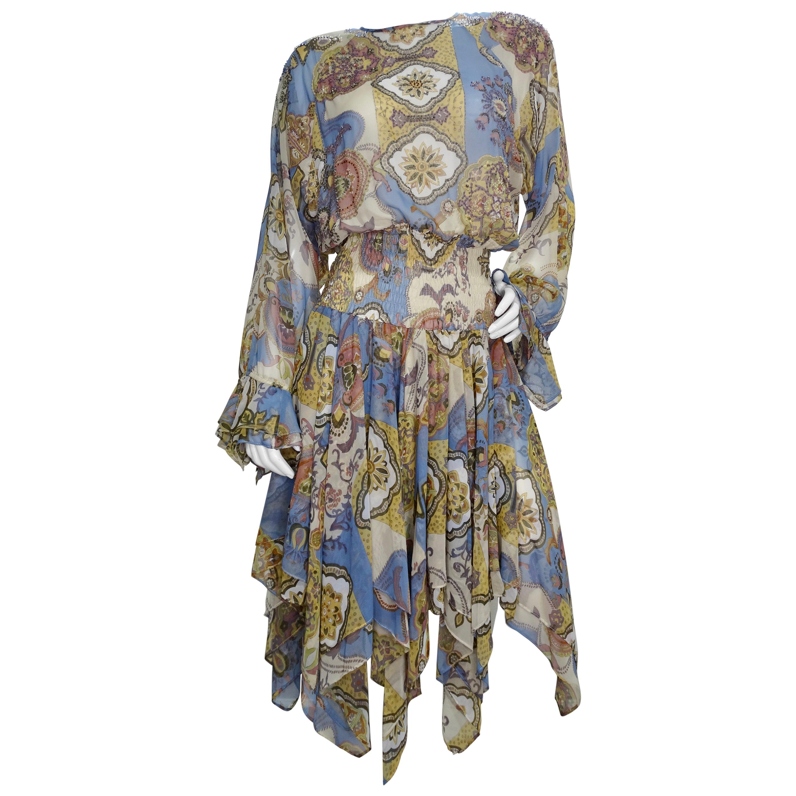 Diane Freis 1980s Printed Dress For Sale