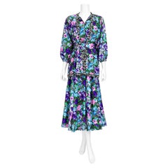 Diane Freis 1980s Vintage Silk Floral 3-teiliges Kleid und Jacke Set NOS NWT OSFM