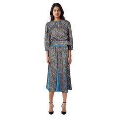 Diane Freis Vestido Midi Largo Estampado Floral Abstracto Talla L
