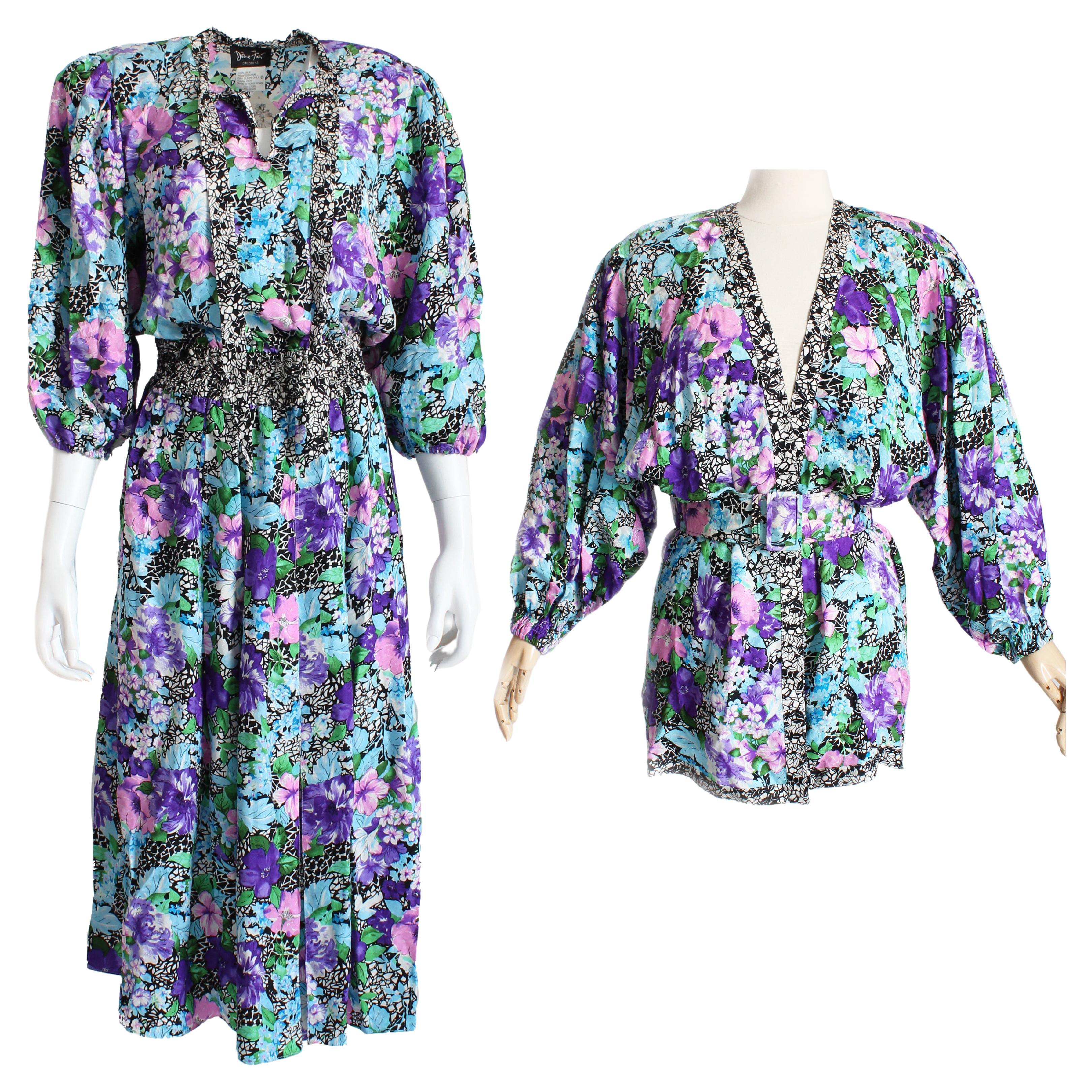 Diane Freis Dress Jacket and Belt 3pc Set Silk Floral Georgette NWT NOS  Vintage