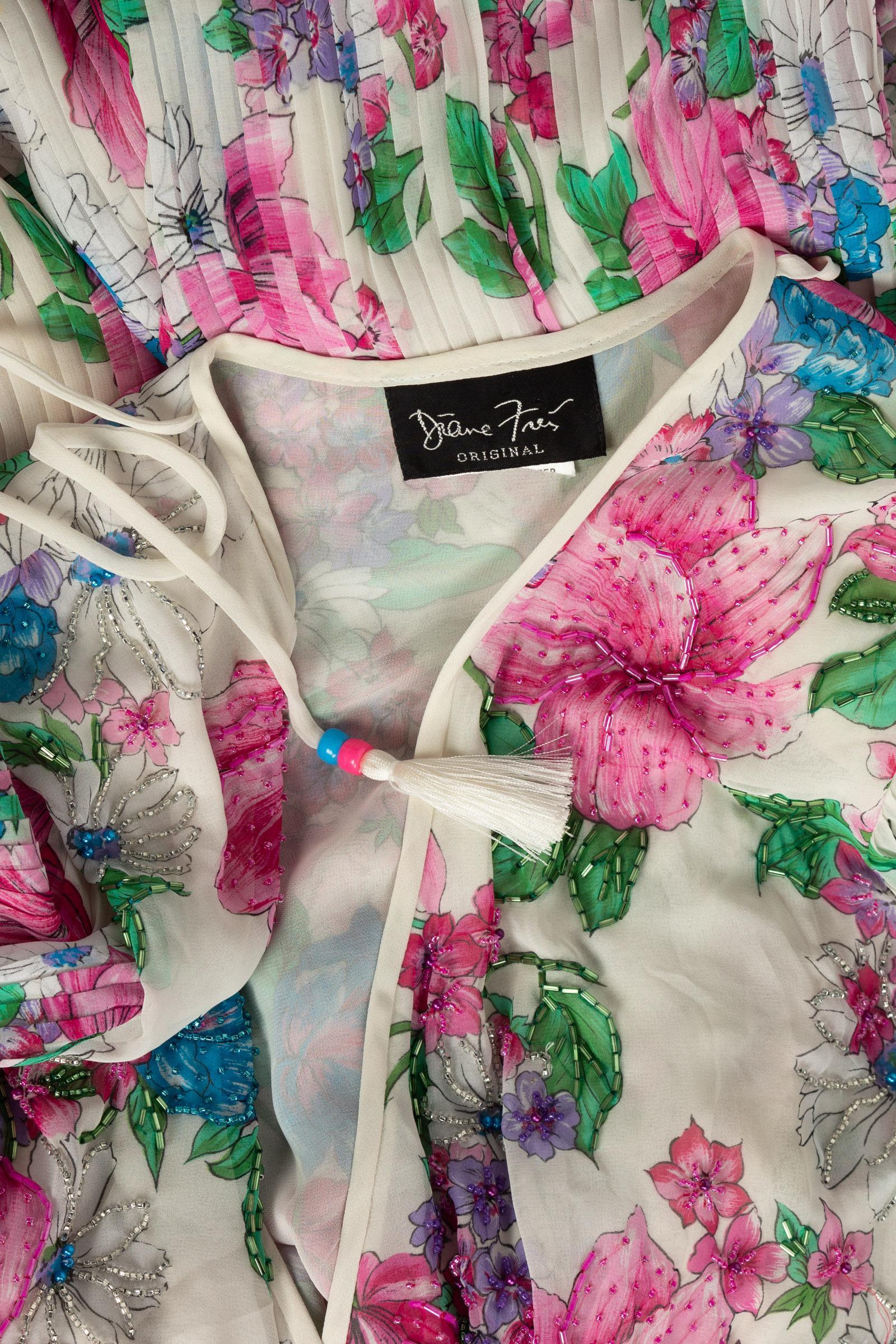  Diane Freis Floral Chiffon Jumpsuit, 1980s For Sale 4