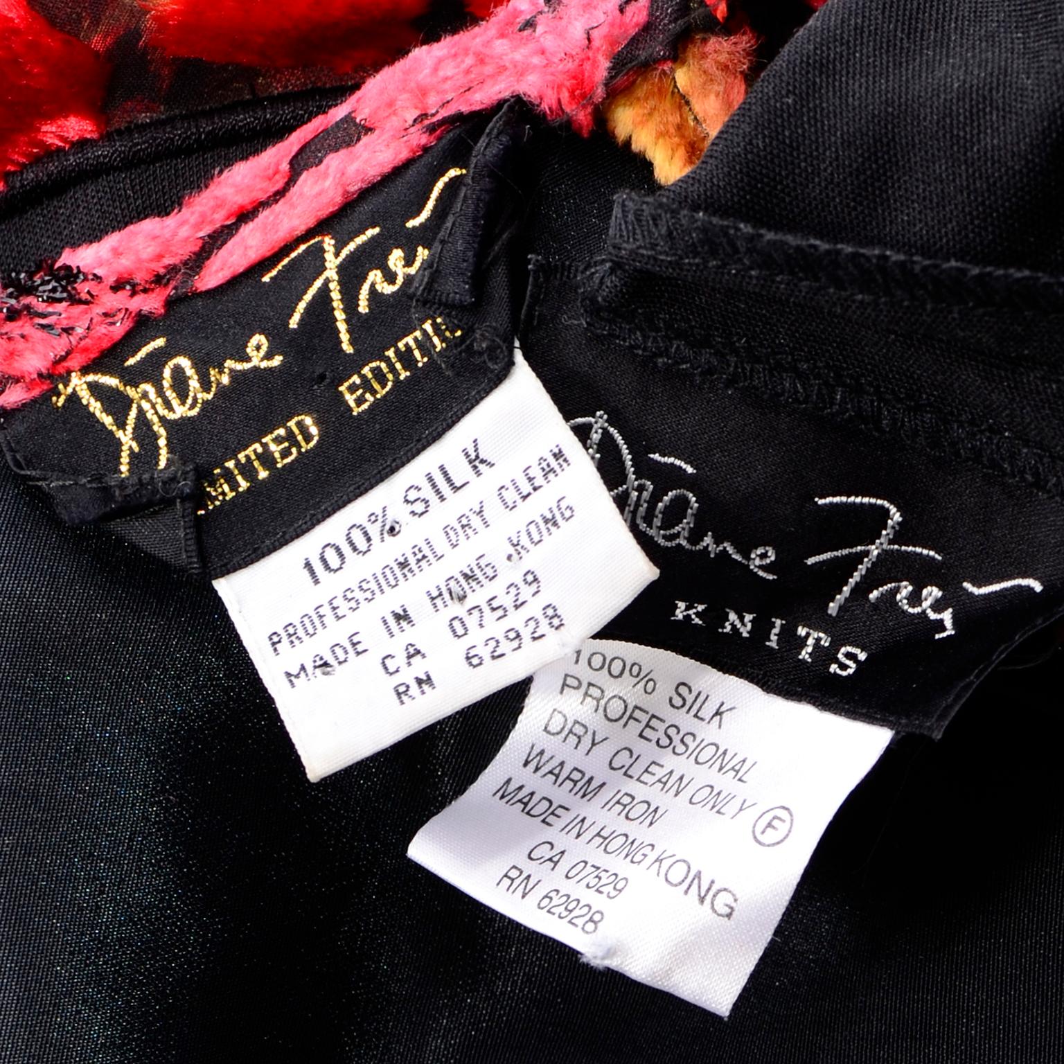 Diane Freis Limited Edition Black Silk Jersey Dress & Pants W Velvet Detail For Sale 5