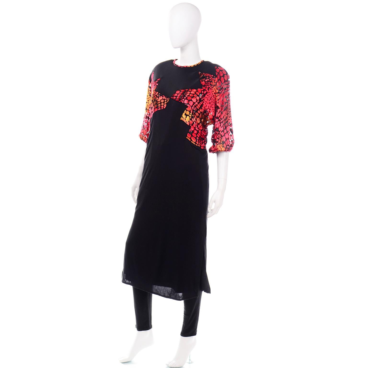 Diane Freis Limited Edition Black Silk Jersey Dress and Pants W Velvet ...