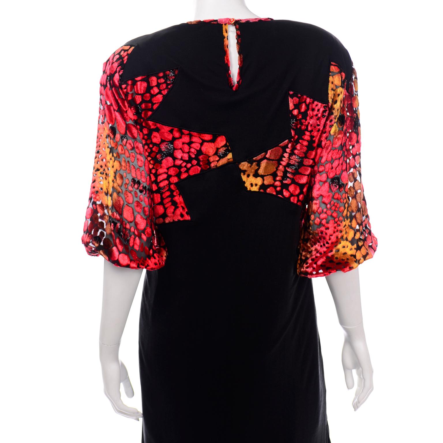 Diane Freis Limited Edition Black Silk Jersey Dress & Pants W Velvet Detail For Sale 1