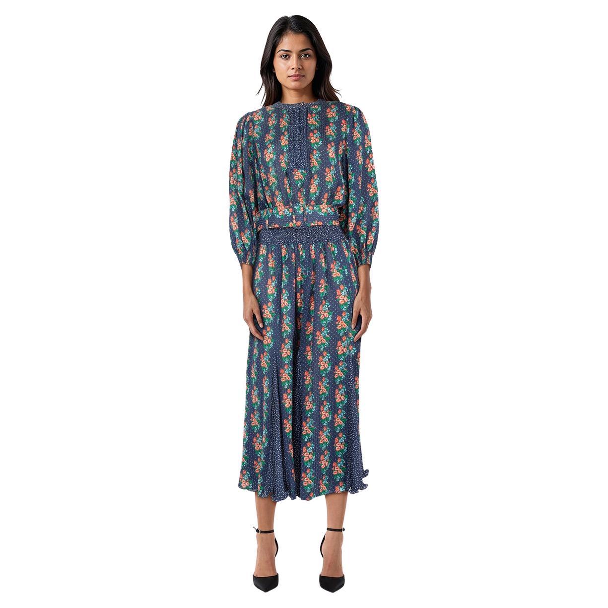 Diane Freis Maxi Robe à manches longues imprimée floral Taille L