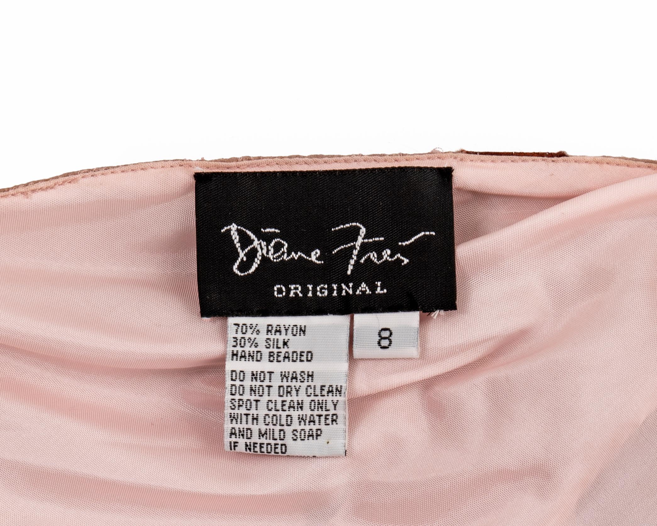 Diane Freis pink hand-beaded chiffon halter-neck evening dress, c. 2000 6