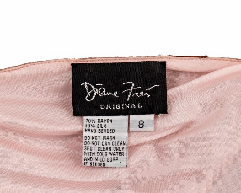 Diane Freis pink hand-beaded chiffon halter-neck evening dress, c. 2000 For Sale 6