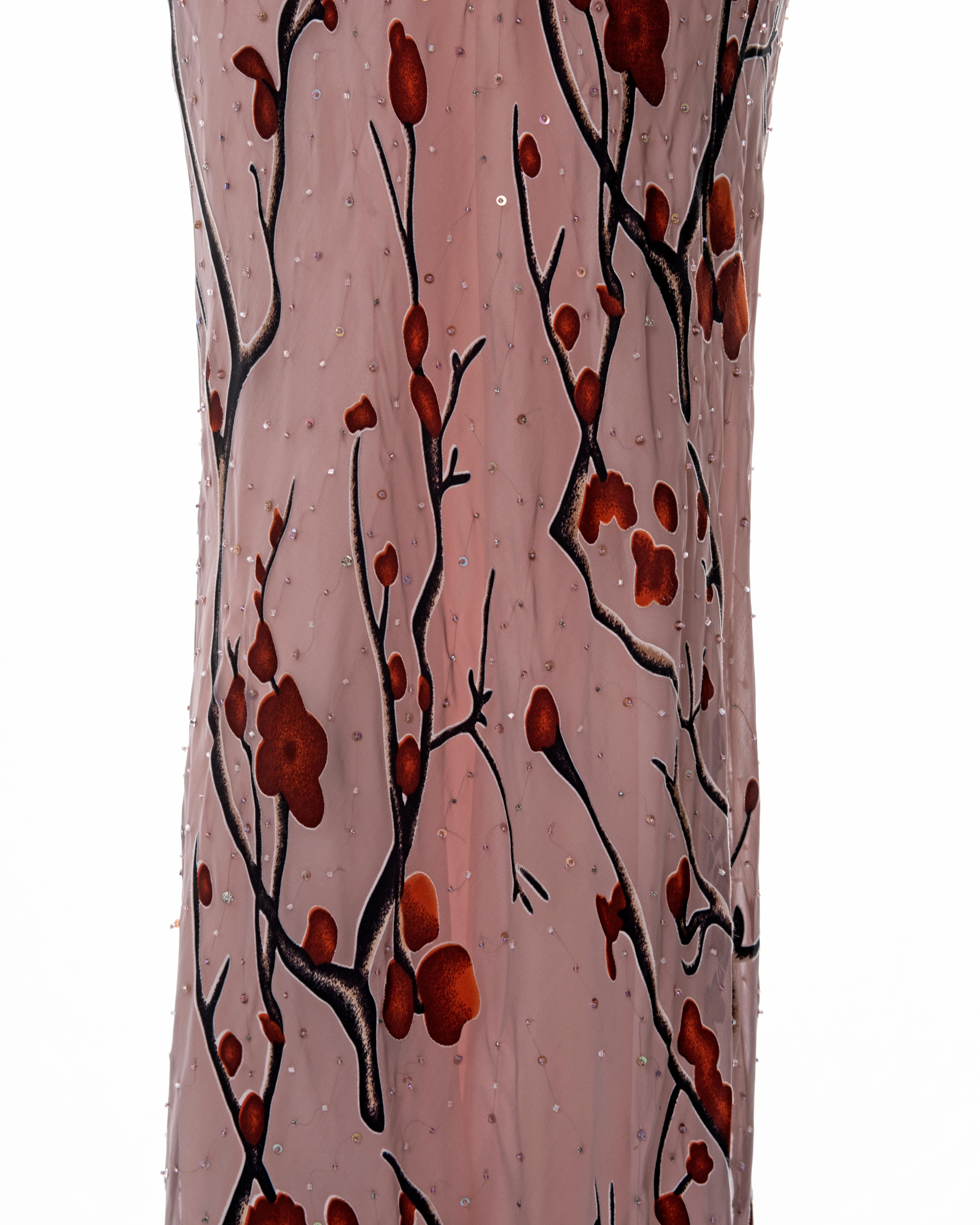 Diane Freis pink hand-beaded chiffon halter-neck evening dress, c. 2000 5