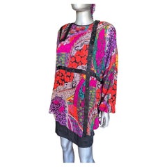 Diane Freis - Set di 3 pezzi in seta stampata, camicetta, gonna e sciarpa - taglia 6