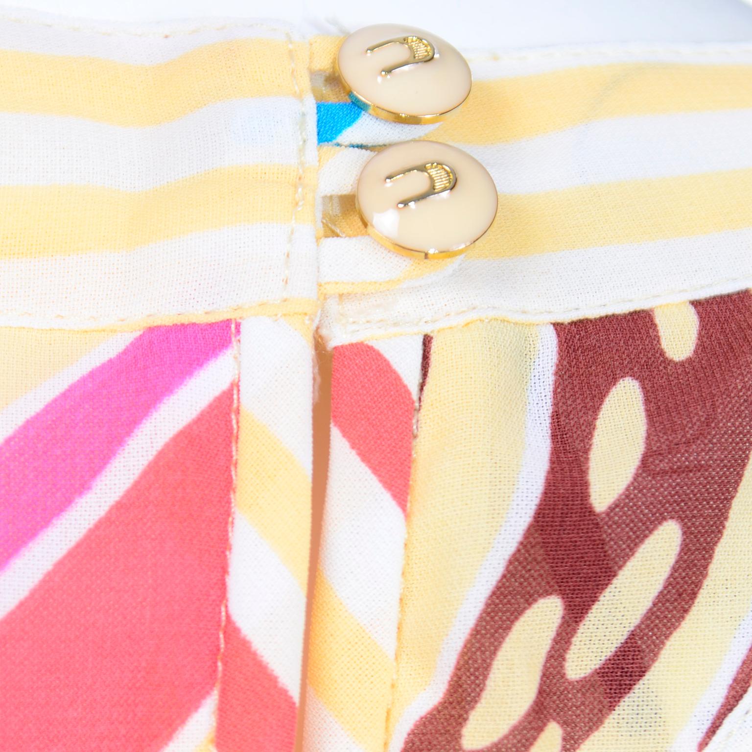 Diane Freis Vintage Gelb Rosa Braun und Blau Print Kleid 5