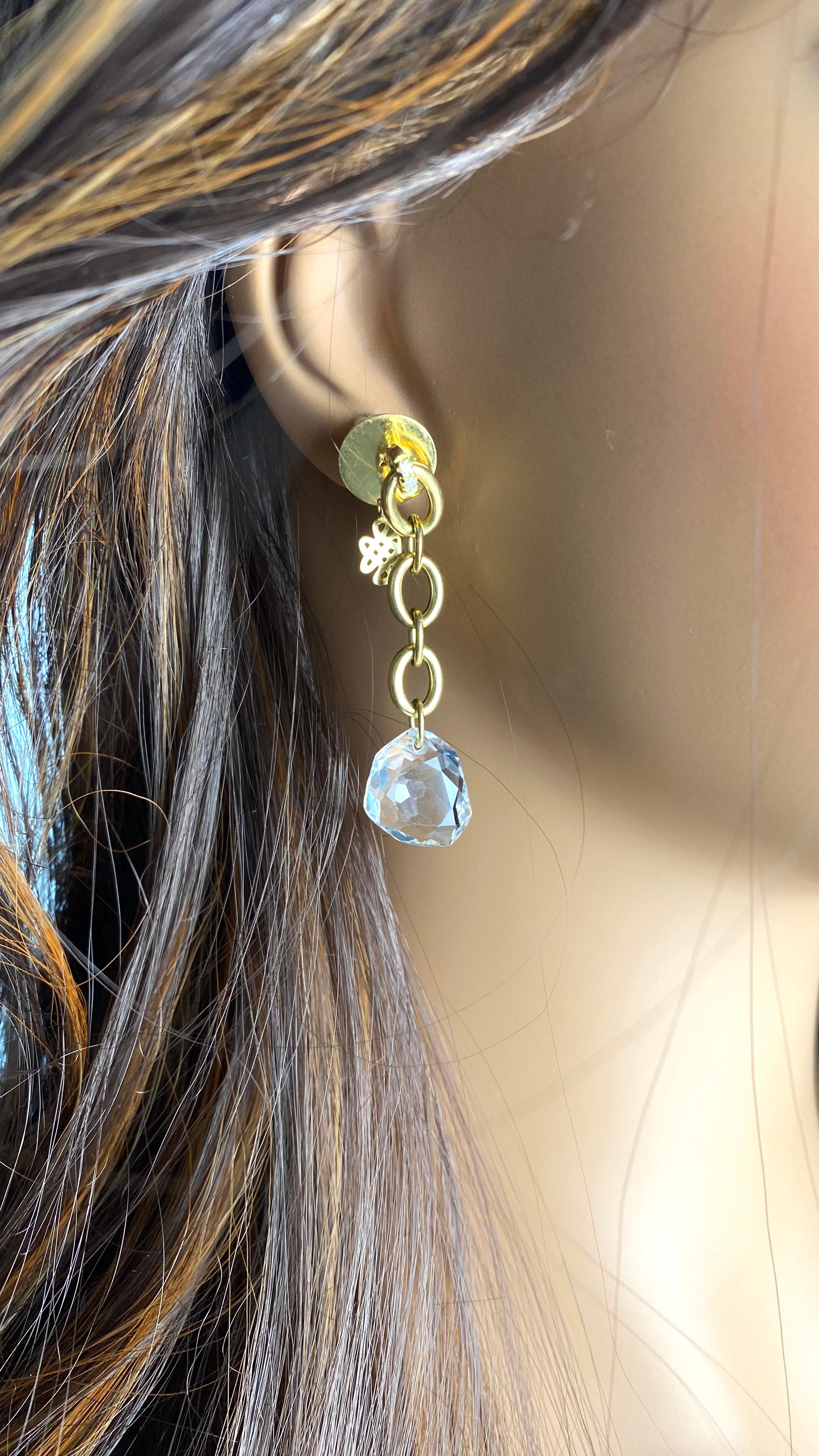 Diane Furstenberg for H Stern 18K Yellow Gold Diamond Rock Crystal Drop Earrings In Good Condition In New York, NY