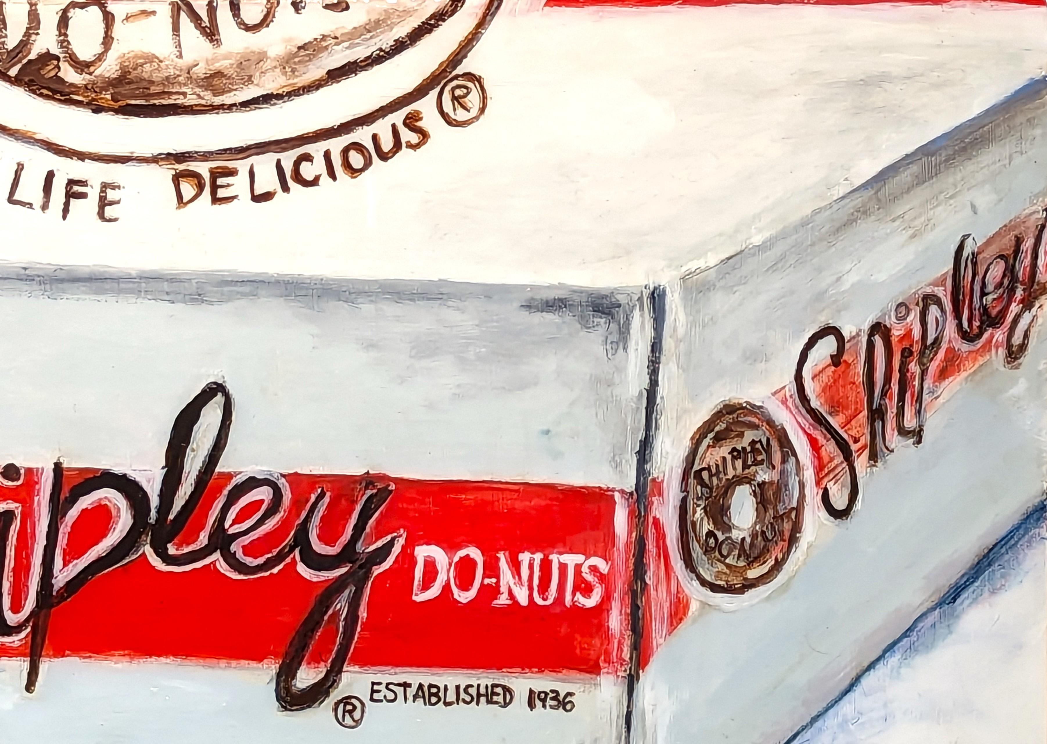 “Shipley's Do-Nuts” Contemporary Colorful Mixed Media Food Collage For Sale 1