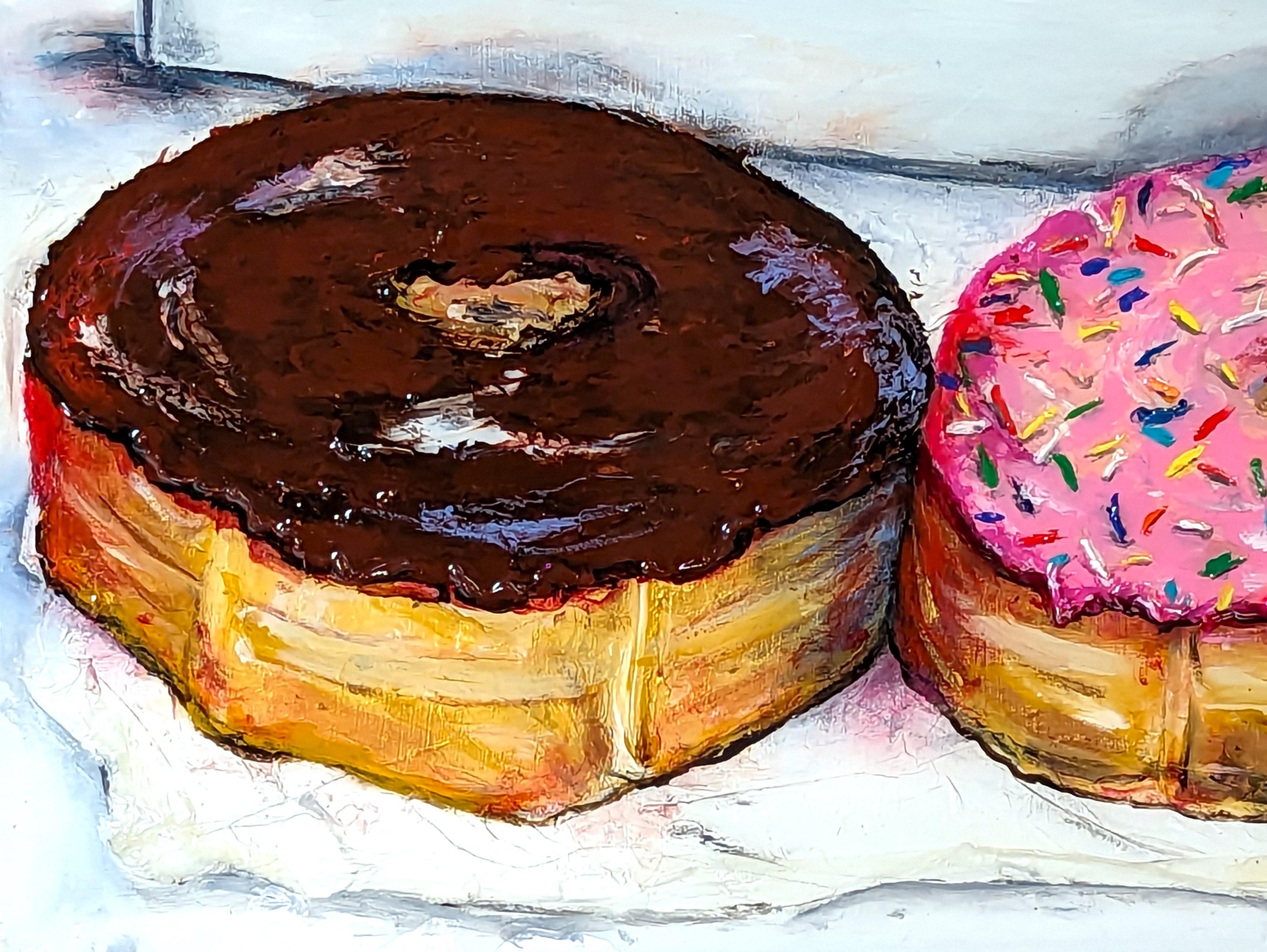 “Shipley's Do-Nuts” Contemporary Colorful Mixed Media Food Collage For Sale 3