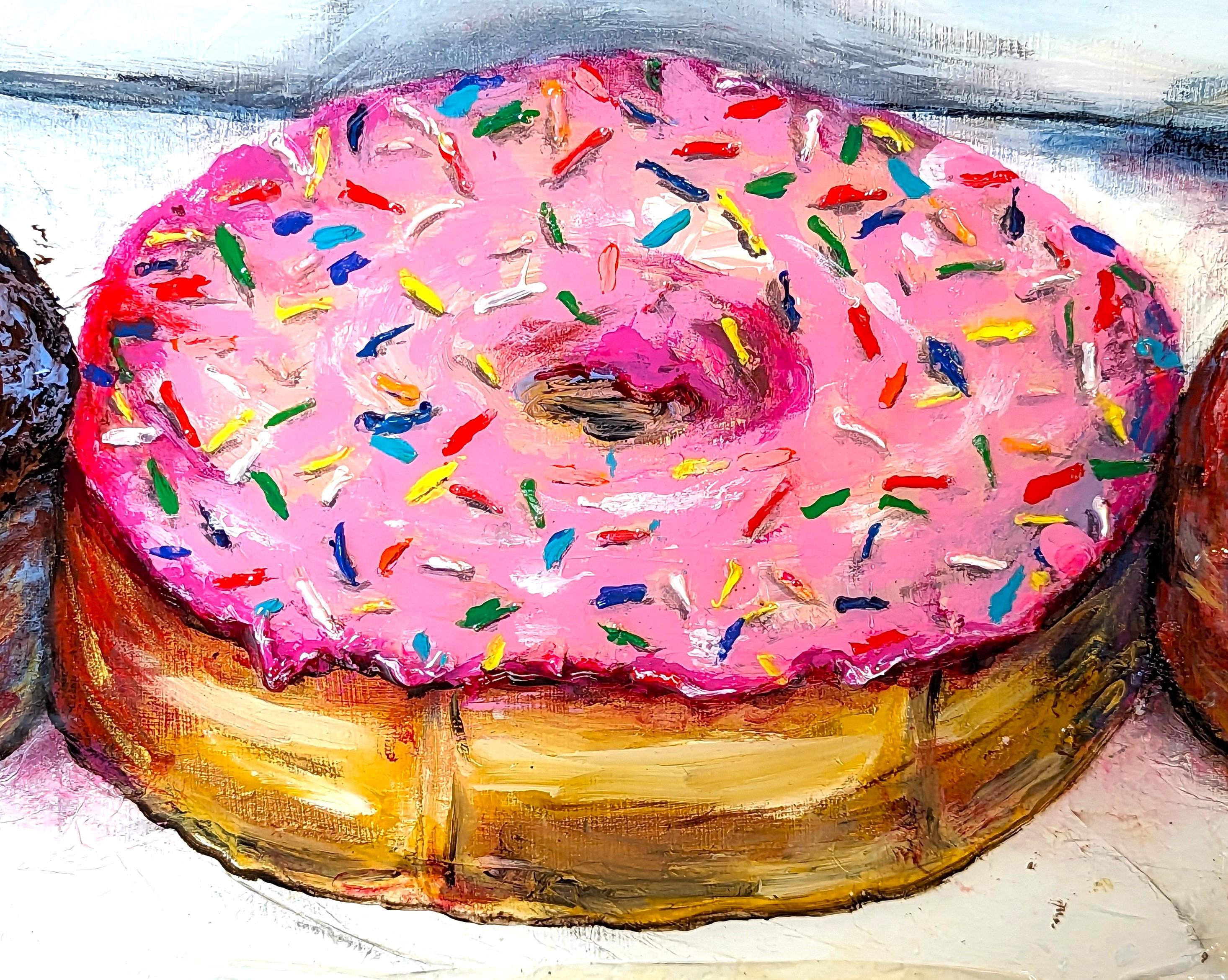 “Shipley's Do-Nuts” Contemporary Colorful Mixed Media Food Collage For Sale 6