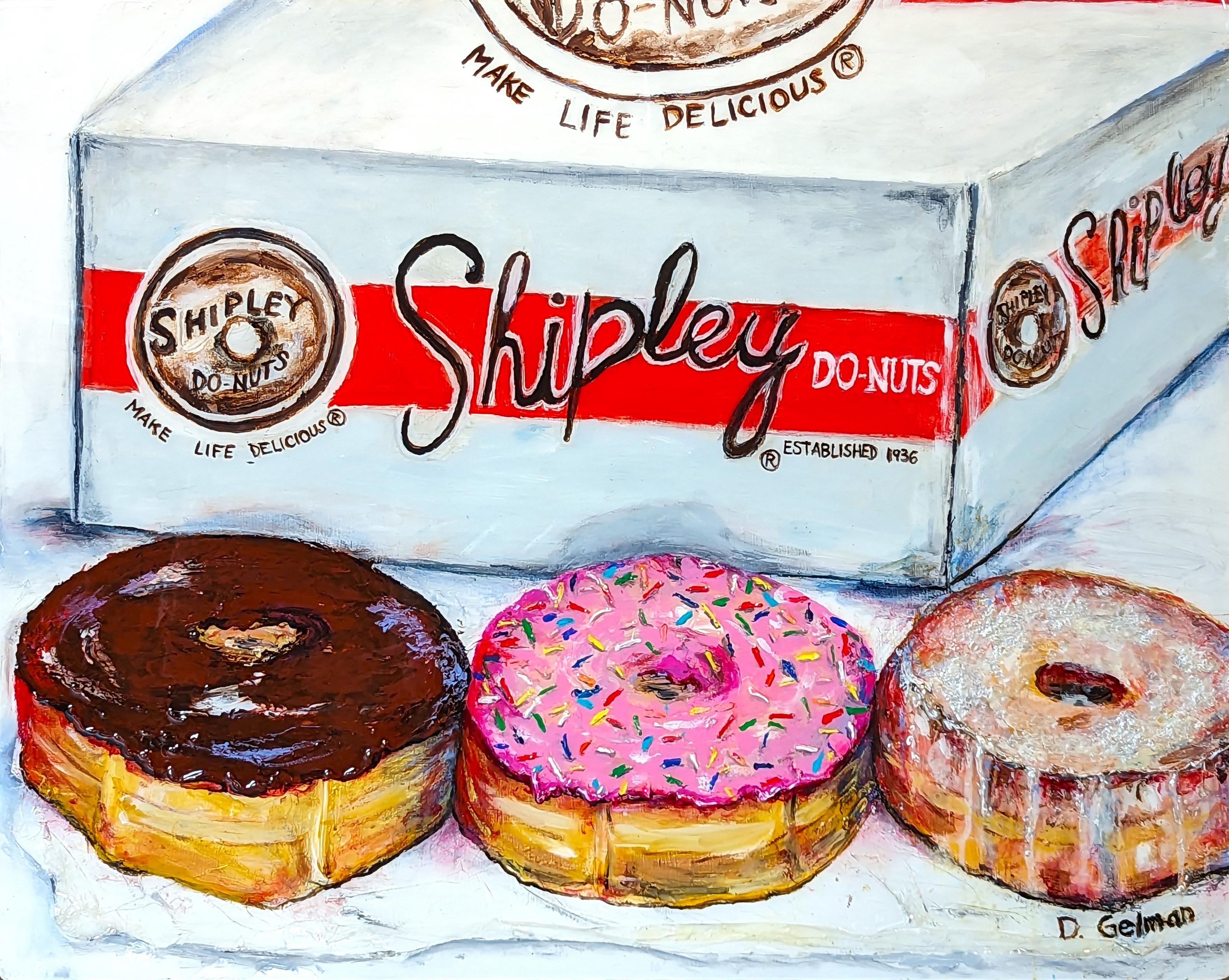“Shipley's Do-Nuts” Contemporary Colorful Mixed Media Food Collage