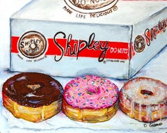 Shipley's Do-Nuts Zeitgenössische bunte Collage aus gemischten Medien für Lebensmittel