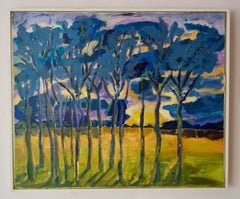 Evening Shadows - Post Impressionist Trees at Sunset Acrylic by Diane Hart