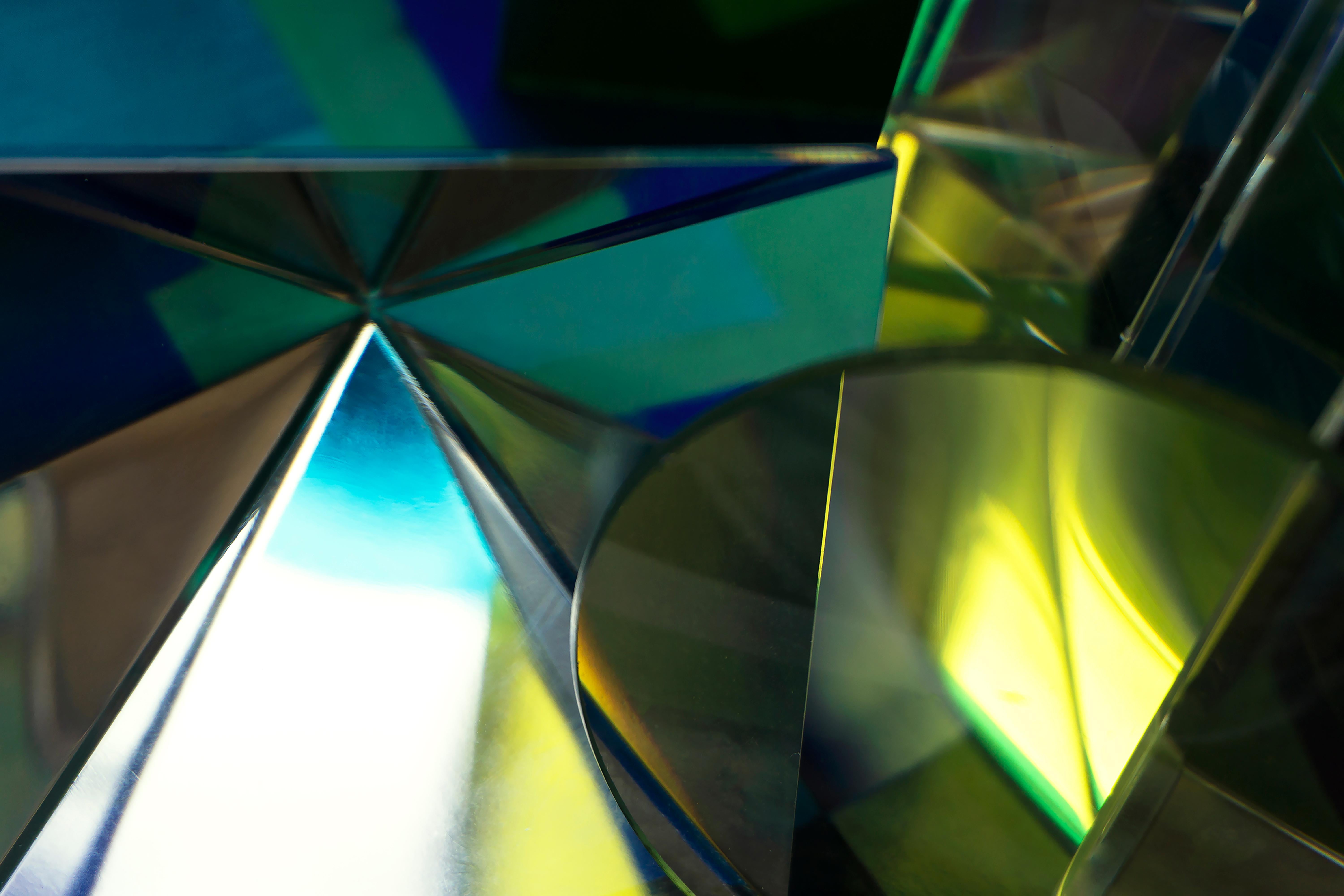 Diane Lachman Color Photograph - Heartbroken: abstract photograph commemorating George Floyd w/ blue green & gold