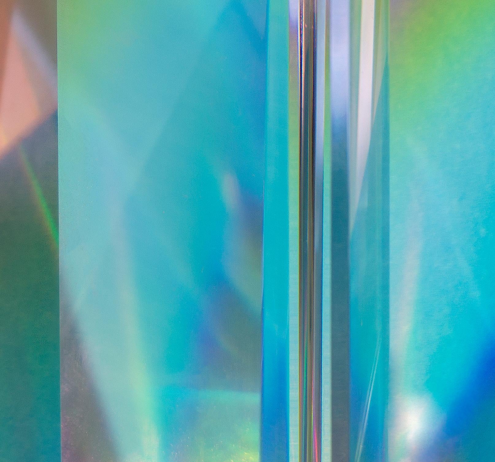 Silent Echo II: abstract light & color photograph w/ silver, blue, red, & green - Photograph by Diane Lachman