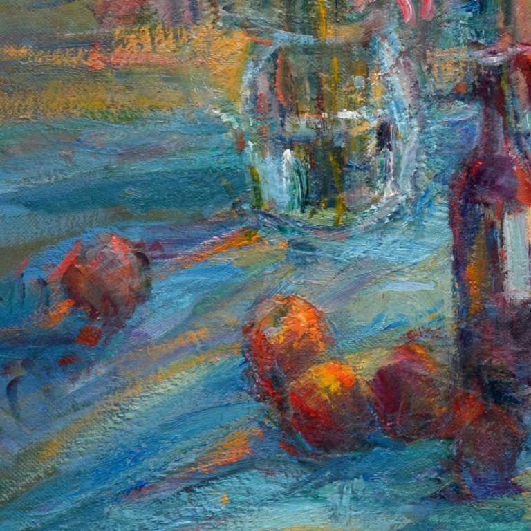 Roter Wein von Diane Leonard, Impressionismus, Ölgemälde, Gemälde auf Leinen 4