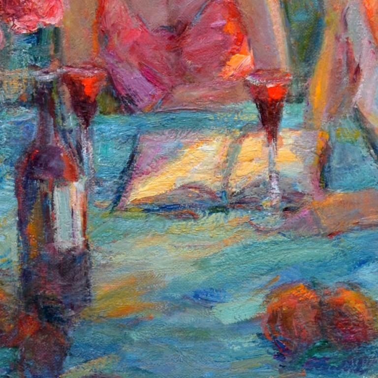 Roter Wein von Diane Leonard, Impressionismus, Ölgemälde, Gemälde auf Leinen 5