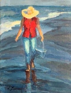 Summer Walk, Contemporary Oil on Linen, Impressionism Painting 