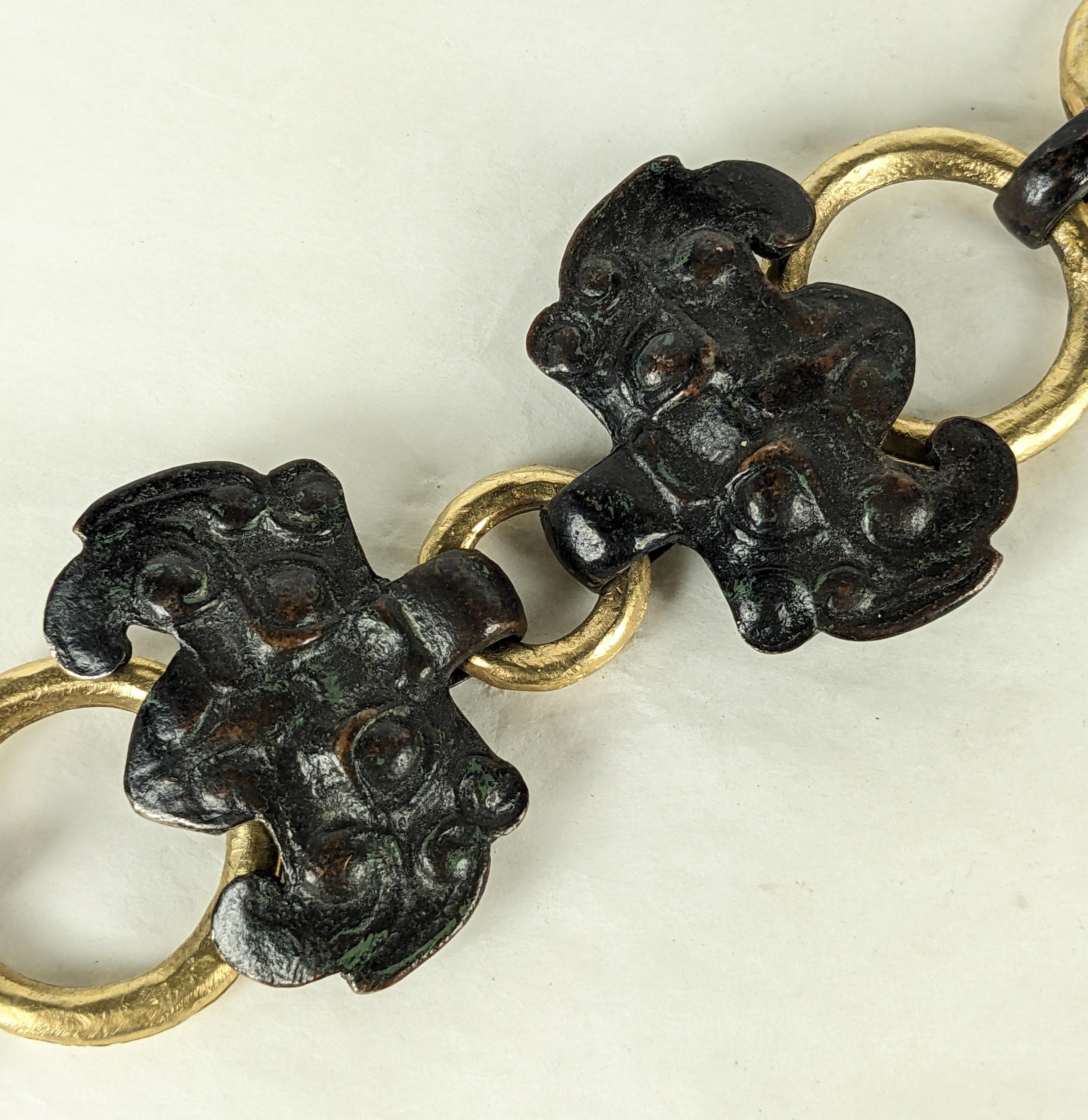 Artisan Diane Love for Trifari Ancient Chinese Motif Link Bracelet For Sale