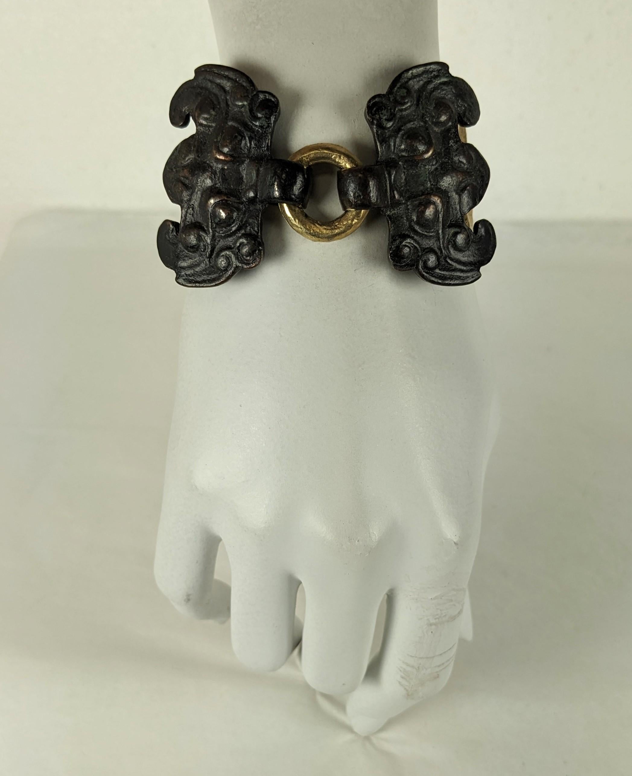 Women's or Men's Diane Love for Trifari Ancient Chinese Motif Link Bracelet For Sale