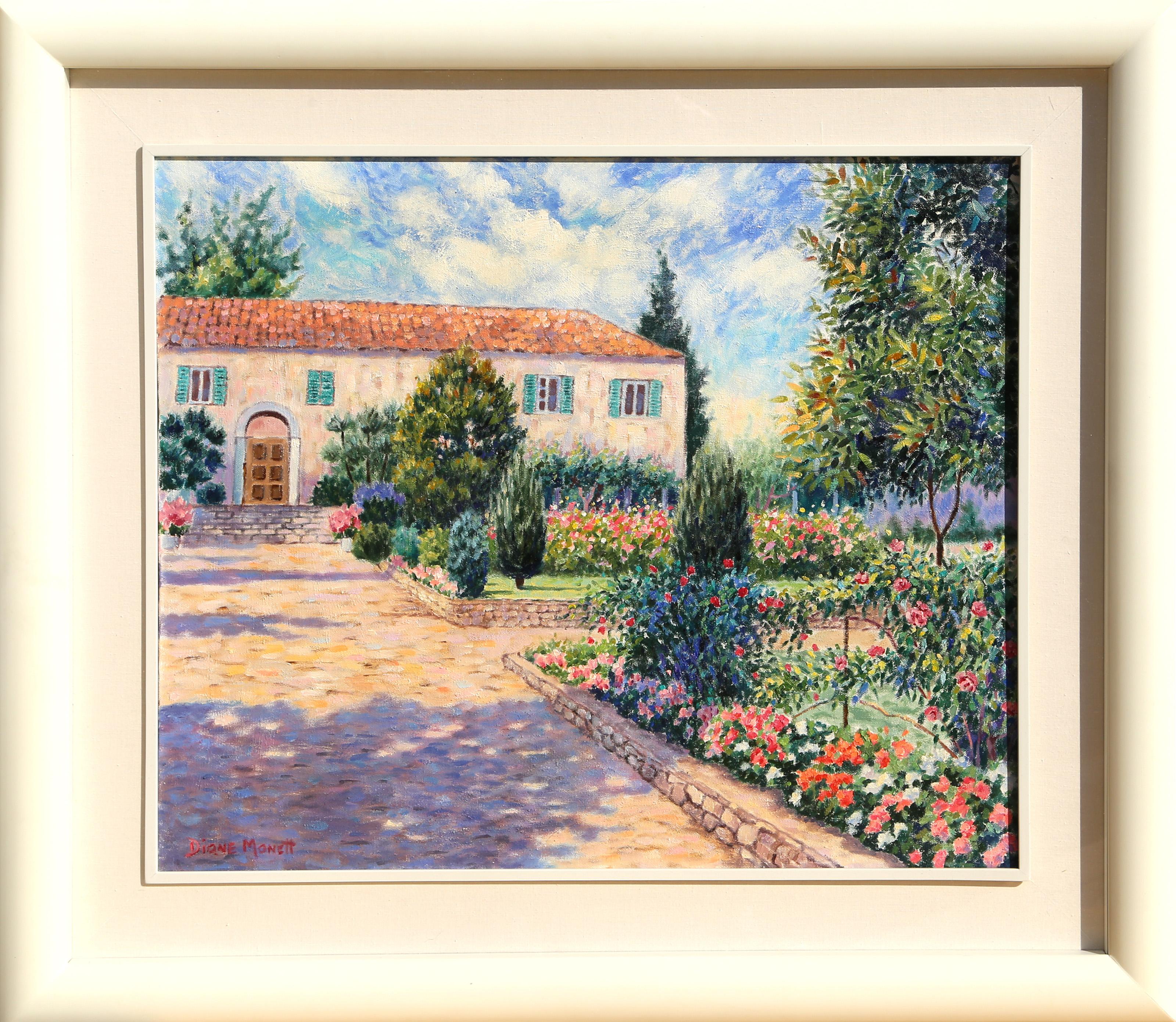 Diane Monet’s Impressionistic rendering of a French garden is filled with brilliant light and lush greenery in this contemporary take on an original subject and style.

Ceivez Garden
Diane Monet, American
Oil on Canvas, signed
Size: 20 x 24 in.