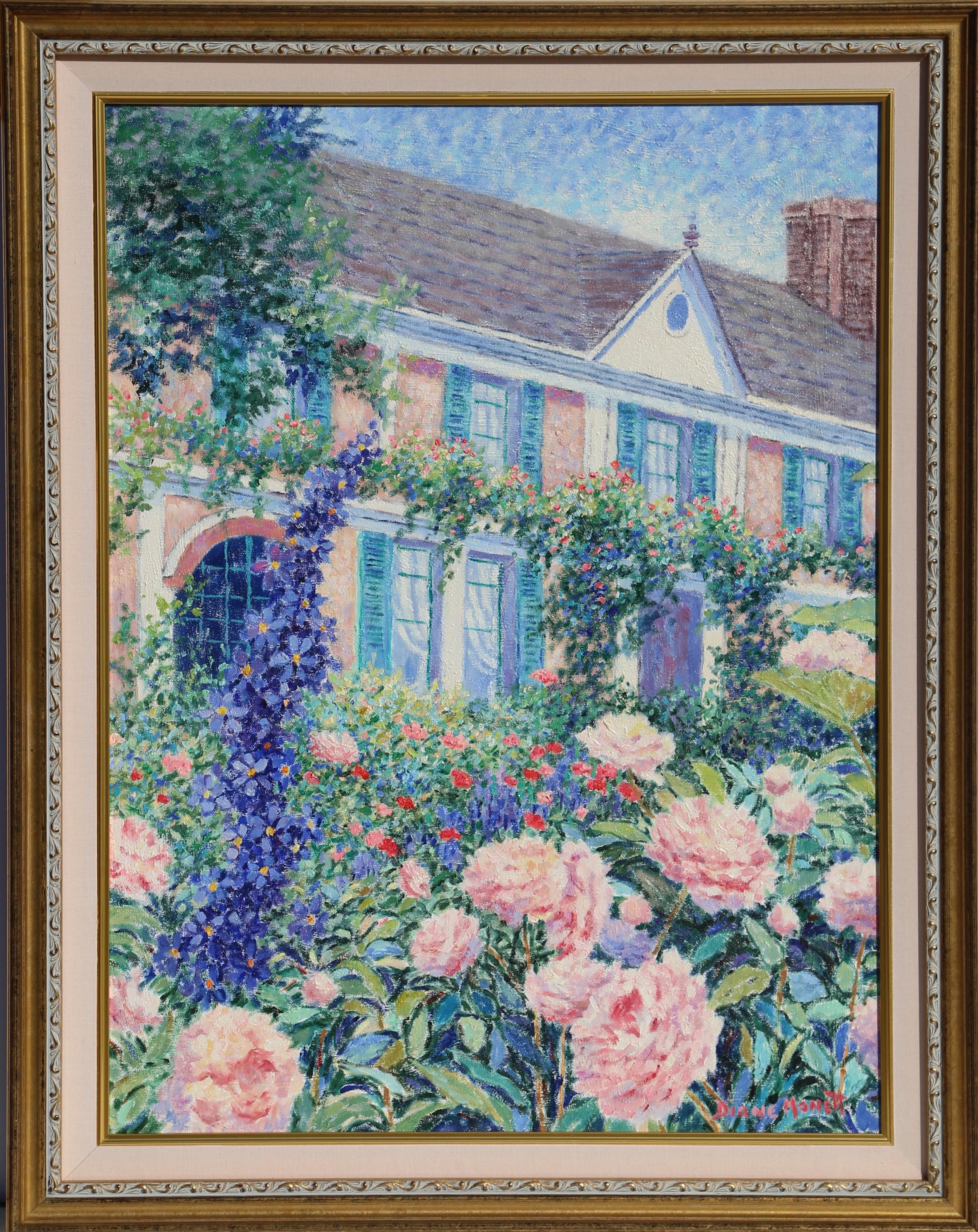 Ricca e piena di colori, questa splendida raffigurazione di un giardino di peonie rappresenta la mano esperta e l'occhio di Diane Monet per la bellezza idilliaca.

Peonie vicino a Parigi
Diane Monet, americana
Olio su tela, firmato
Dimensioni: 24 x