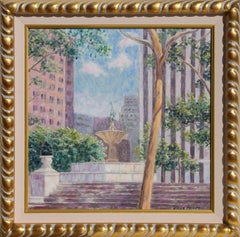 Fontana di Plaza, dipinto a olio impressionista di Diane Monet