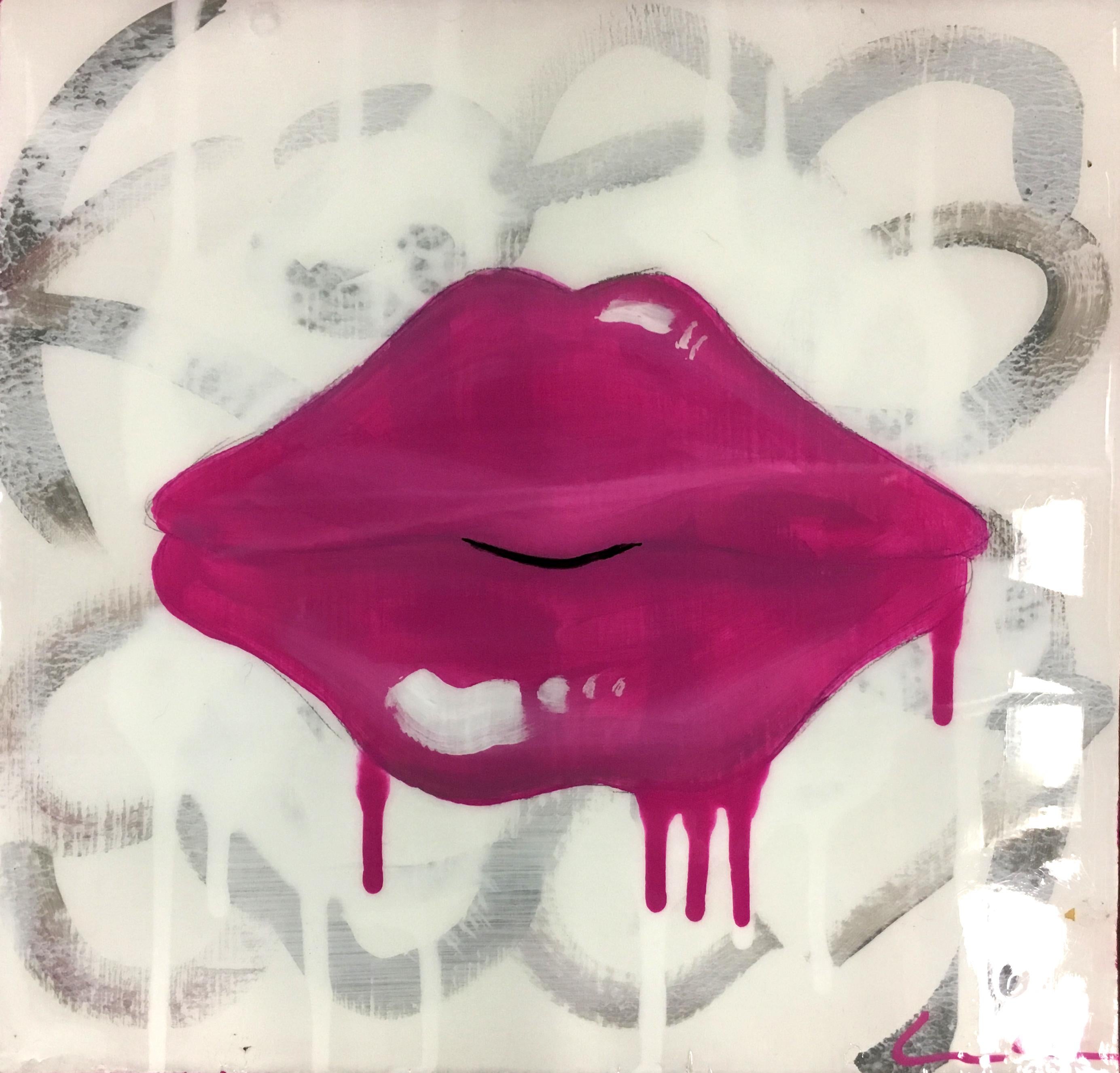 Diane Portwood Figurative Painting - Lip Painting - Hot Pink