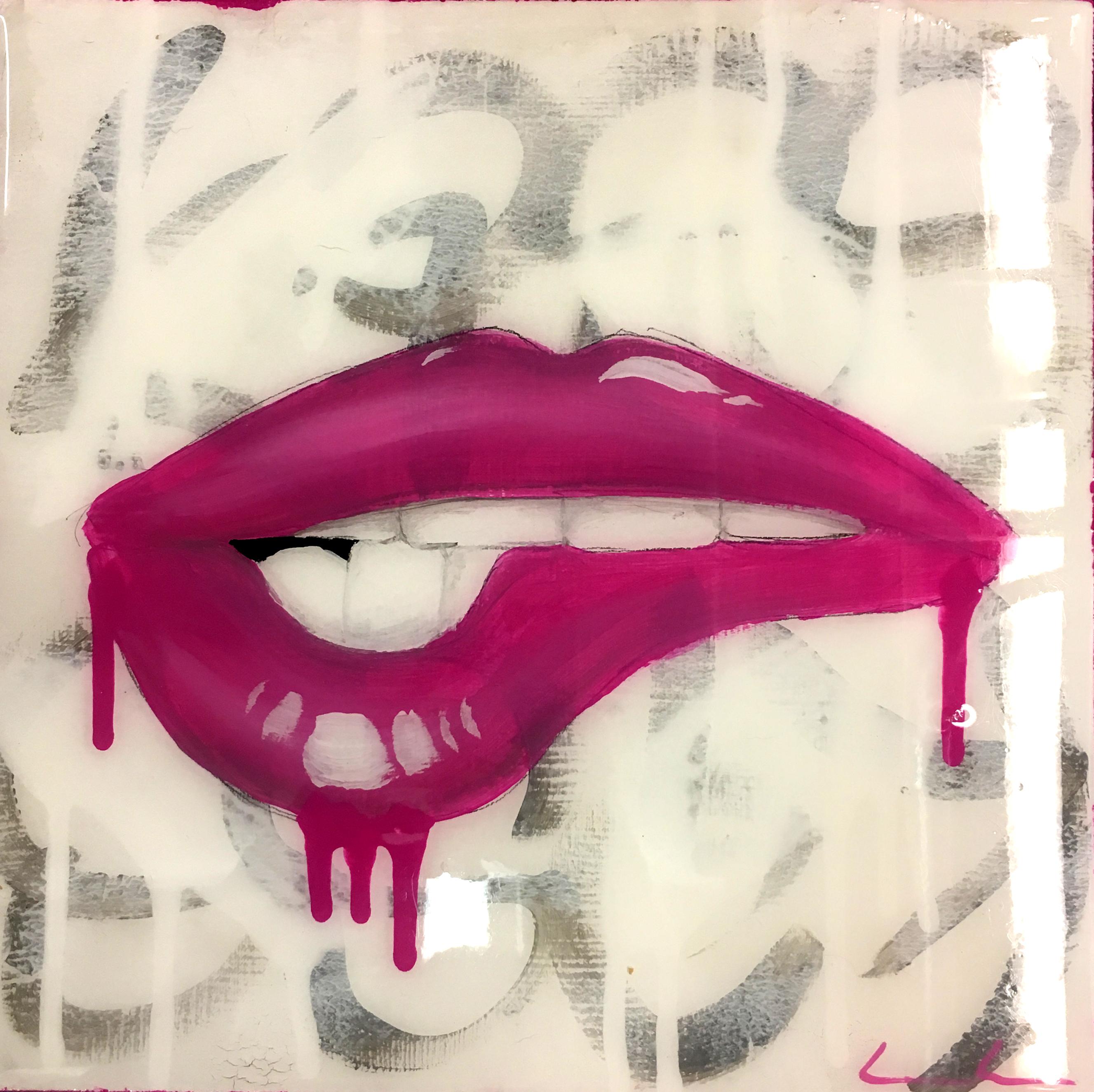 Diane Portwood Figurative Painting - Lip Painting - Hot Pink