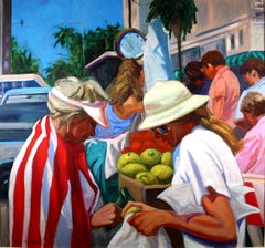 Diane Postula Levine Wednesday Santa Monica Mart Signed Oil Painting 1988 Framed