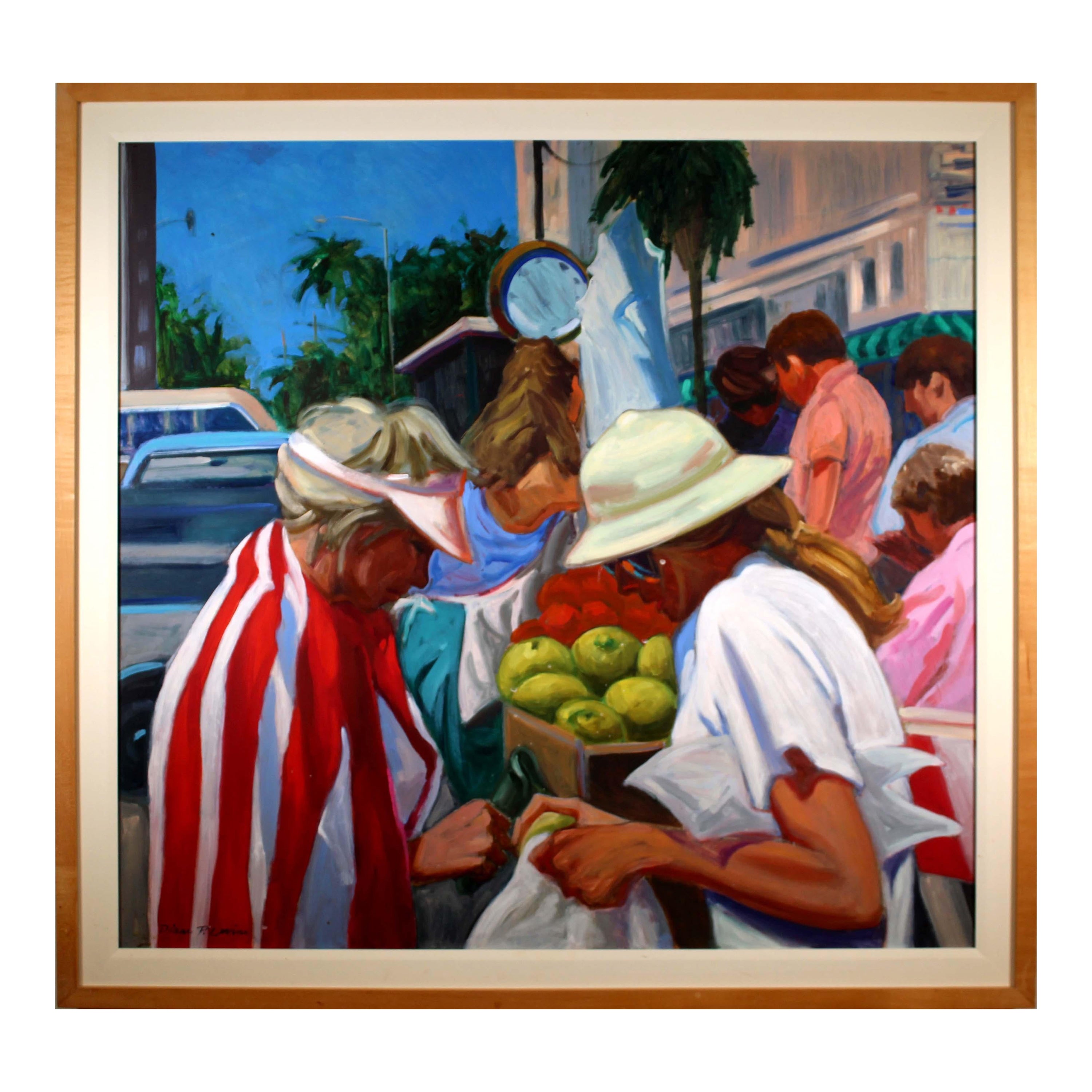 Diane Postula Levine Wednesday Santa Monica Mart Signed Oil Painting 1988 Framed